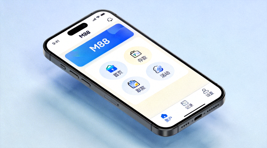 Ilustrasi tampilan antarmuka M88 mobile yang modern dan user-friendly di smartphone